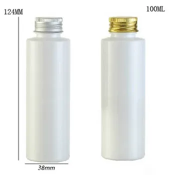 24x100 ml Yeni DIY Düz Omuz Beyaz PET Şampuan ve Losyon Şişesi Alüminyum Kapaklı İnsert ile Toptan