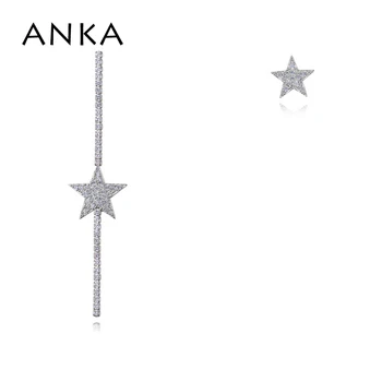 ANKA marka trendy basit yıldız şekli asimetri küpe beyaz altın renk üst zirkon takı damla küpe kadınlar için düğün #26173