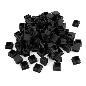 100pcs Plastik Kare Tüp Ekler Son Blanking Caps 20mm x 20mm Siyah