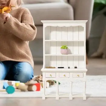 Dayanıklı Dollhouse Oturma Odası Dekor Ahşap Mobilya Bebek Evi Dolabı İnce Doku Süsleme