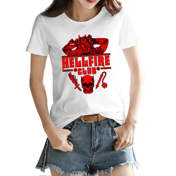 Hellfire Kulübü X Eddier ve Munson ve Kafatası X-ST01 Klasik kadın T-shirt Sıcak Satış Beyaz Komik Şaka Tees Tops Avrupa Boyutu