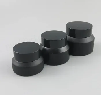 Yeni Tasarım 200x15g 30G 50G Don Krem Cam Kavanoz Siyah Kapaklı beyaz Mühür Konteyner Kozmetik Ambalaj, 15 ml Cam Krem Pot