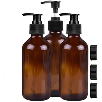 3 Adet 500ml Amber Cam Losyon pompa şişeleri, Losyon Kilitleme pompalı dağıtıcılar Doldurulabilir Kaplar, Şampuan, Uçucu Yağlar