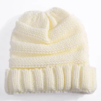 2020 Rahat Kış sıcak Unisex Çocuk Çocuklar Seyahat Rahat Şerit Kap Düz Bere Yün Örme Şapka Haddelenmiş Manşet